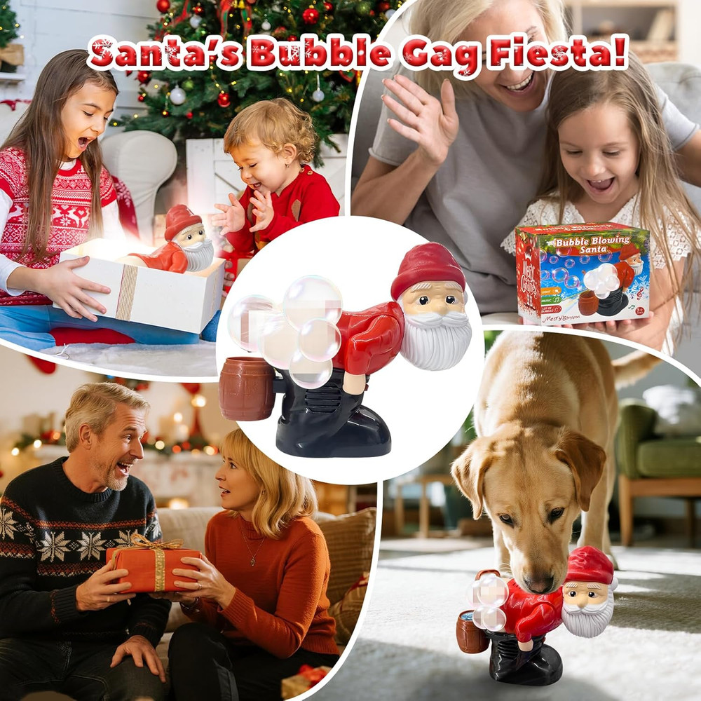 Musical Santa Bubble Blower 2 Pcs Bubble Blowing Santa Bubble Machine with Flash