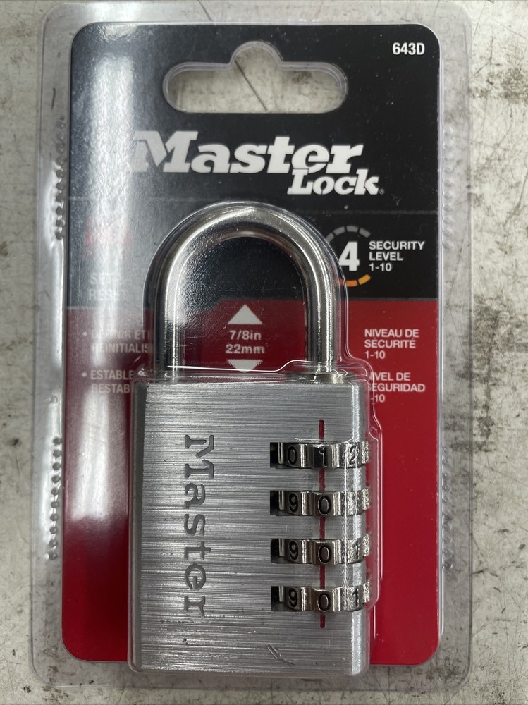 Master Lock 643D Combination Padlock,Side,Black/Silver
