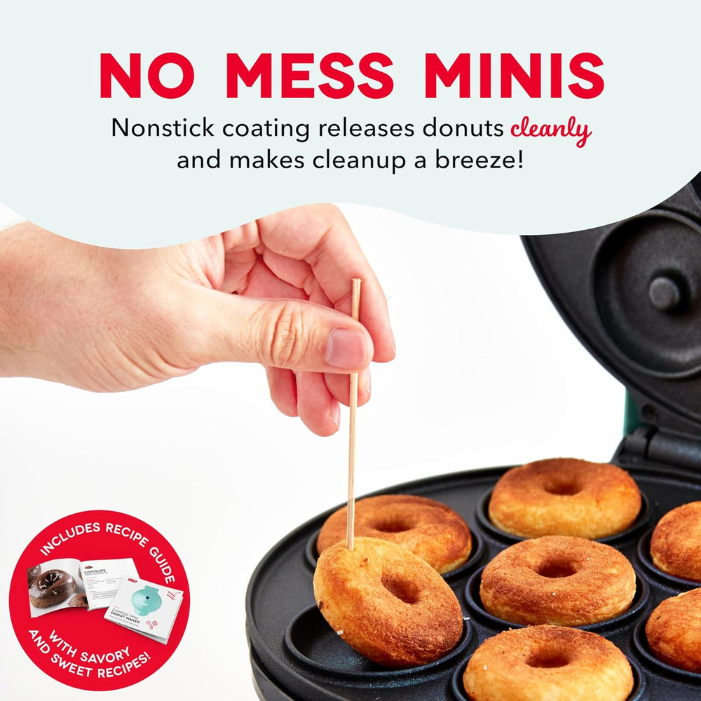Aqua Mini Donut Maker - Non-Stick, Double-Sided, Space-Saving Design