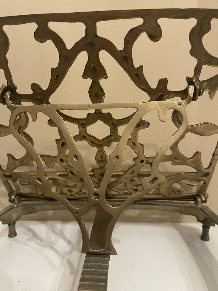 Vintage Ornate Solid Brass Book Music Stand Holder Retractable Adjustable Fold