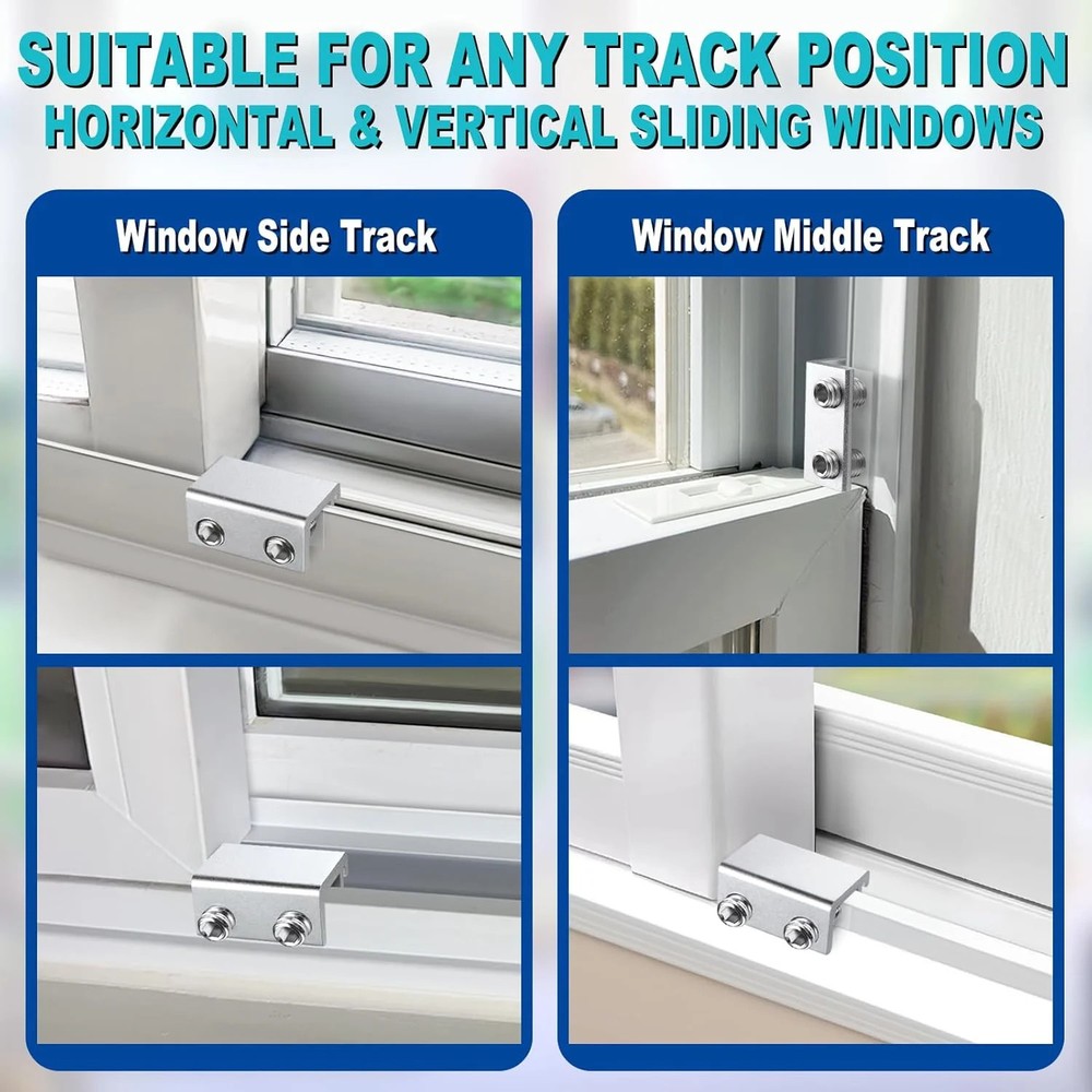 Sliding Window Locks (6 Sets), Security Window Locks with Keys, Adjustable Alumi