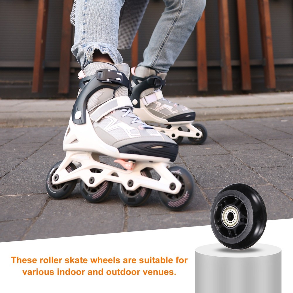 Inline Skate Wheels with Bearings, Roller Skate Wheel (68mm, 8Pack, Black)