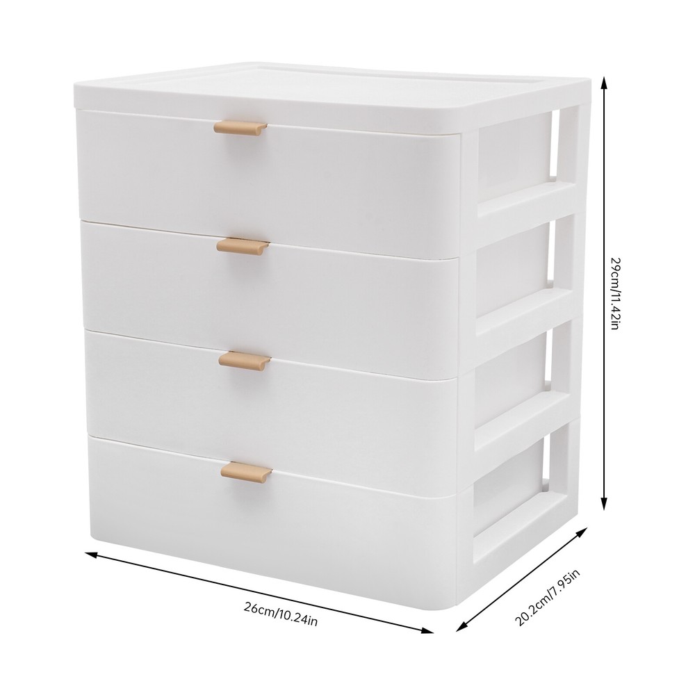 Stylish White Desk Organizer with 4 Drawers - Space-Saving Storage Solution
