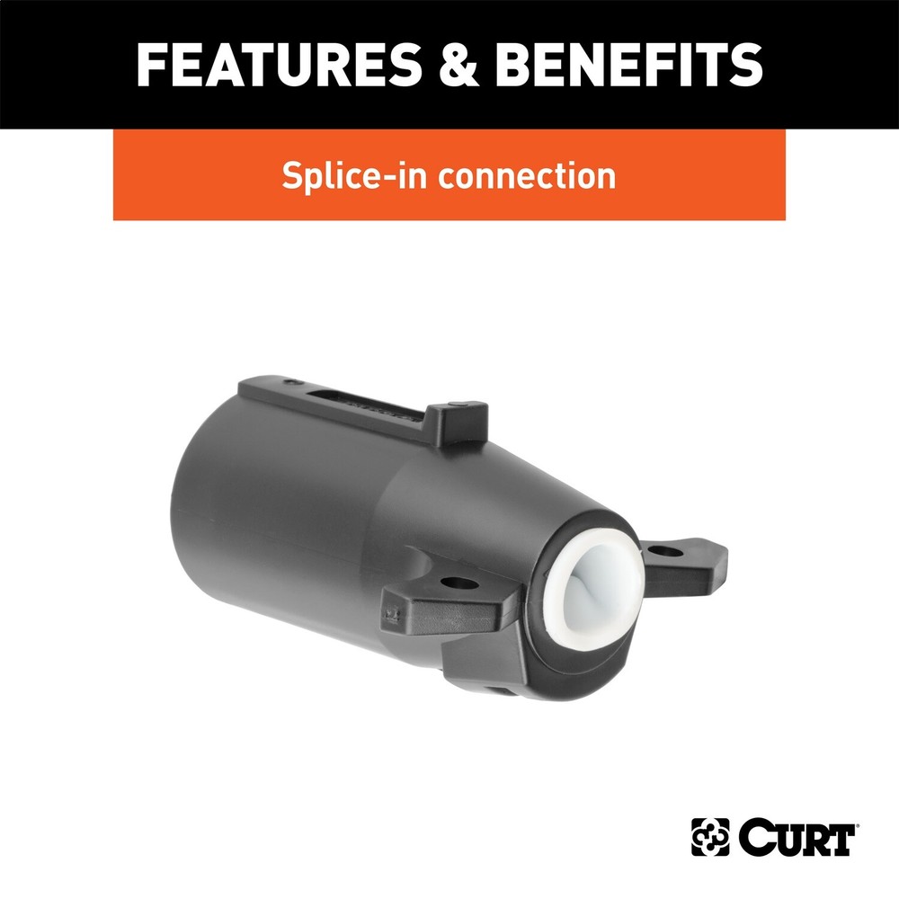 CURT 58140 7-Way RV Blade Connector Plug (Trailer Side, Black Plastic)