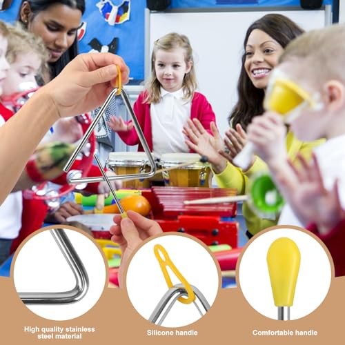 8 PCS Triangle Musical Percussion Instruments, Triangle Instrument with