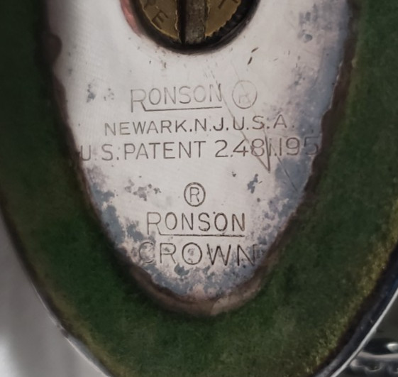 Ronson Crown Table Lighter Silver Tone Swirl Vintage Untested
