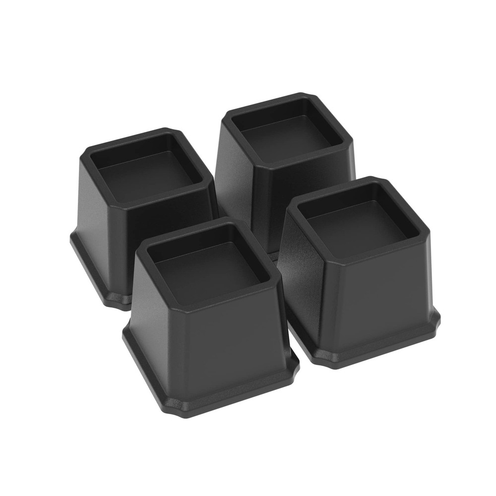 3 Inch Bed Risers for Sofa Table, Heavy Duty Elevators, 4 Pack, Black