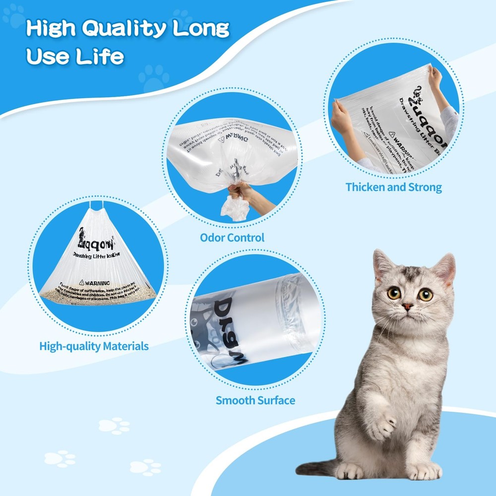 150 Count Drawstring Litter Box Liners Compatible with Automatic Litter Box 4...