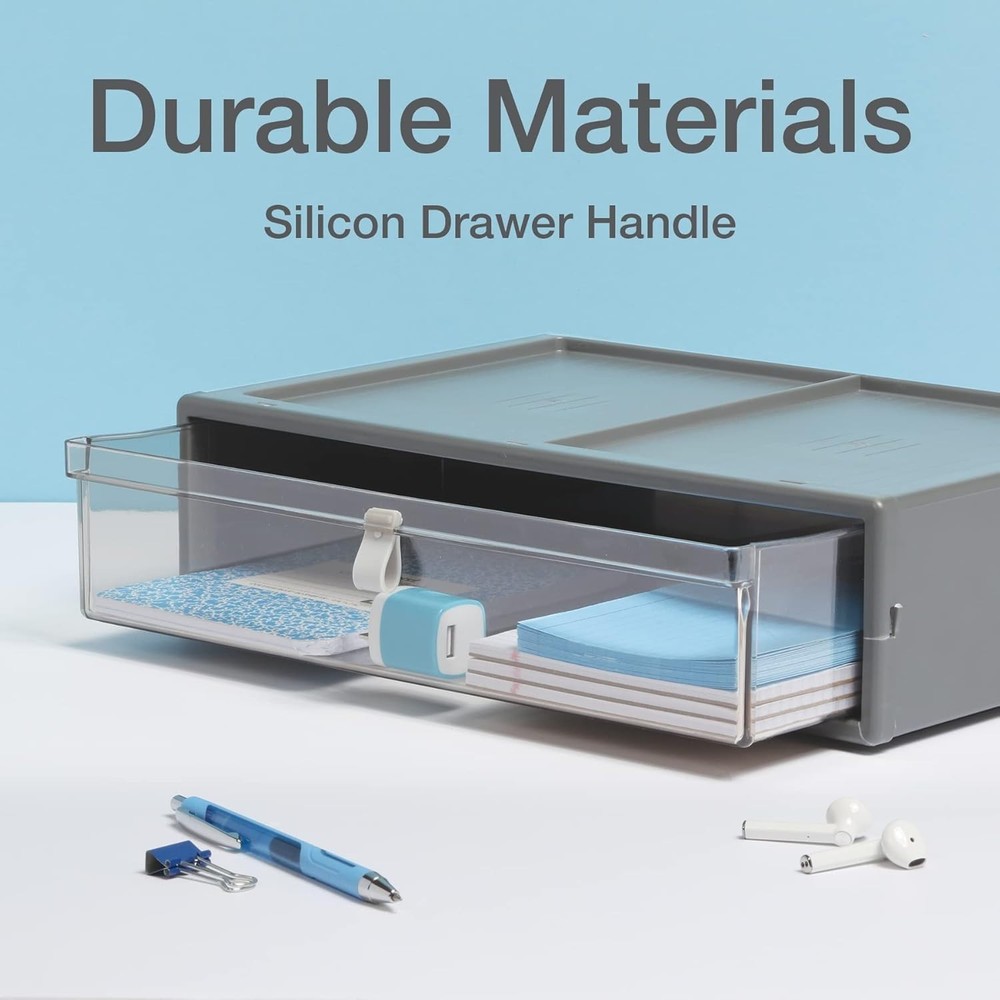 Gray Single Stackable Drawer - Durable Plastic for Home and Office Organization