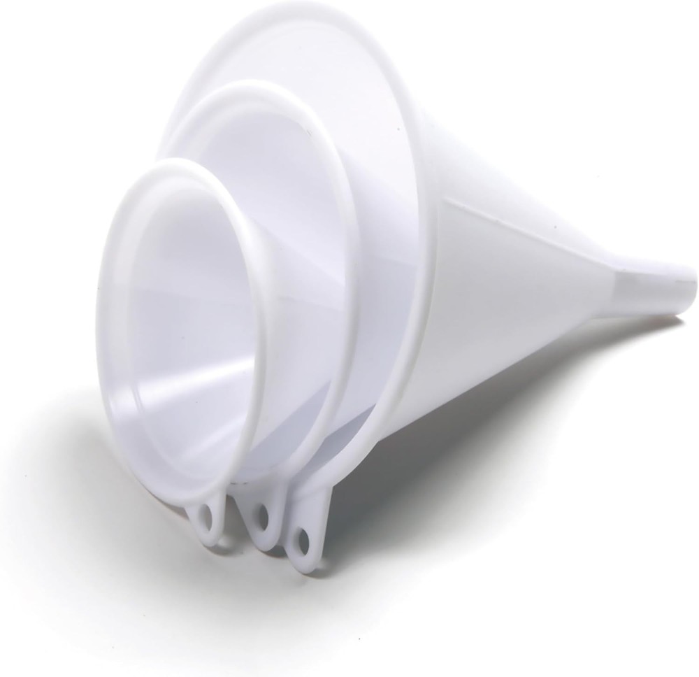 White Plastic Funnels Set of 3 - Versatile Kitchen Tool for All Sizes