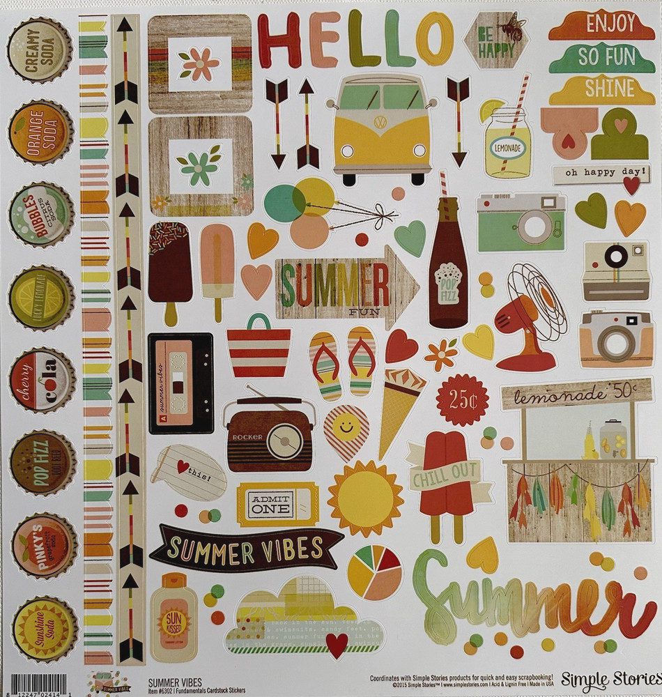 NEW SET! (B) SIMPLE STORIES STICKER SHEETS (17 sheets) Save 70%
