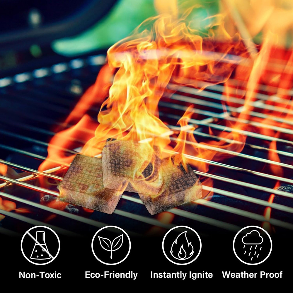 Fire Starter, 64 Mini Square, Natural Fire Starters for BBQ, Campfire, Fireplace