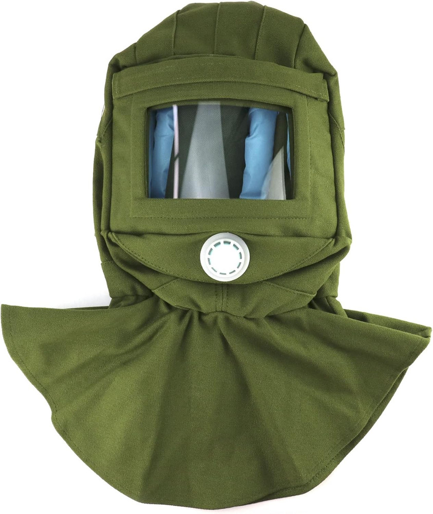 Sand Blasting Hood Cap Canvas Anti Dust Wind Protective Mask with Visor for Work
