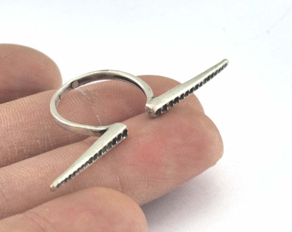 Adjustable Ring Antique Silver Plated Brass 18mm 8US inner size Adjustable 2691