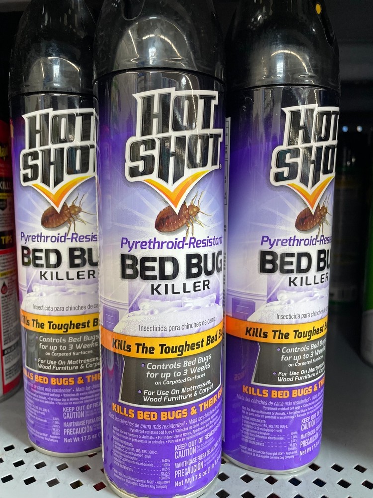 3 Pack Hot Shot Bed Bug Killer Spray 17.5 oz Pyrethroid-Resistant Indoor Flea Ti
