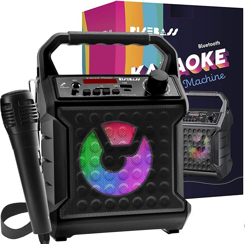 Wireless Karaoke Machine with Rechargeable Battery and Multicolor LED Effects