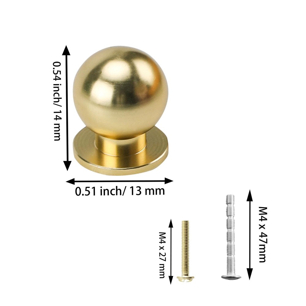 Mini Round Solid Brass Knobs, 1/2 Inch (14mm) Diameter Antique Metal Cabinet ...
