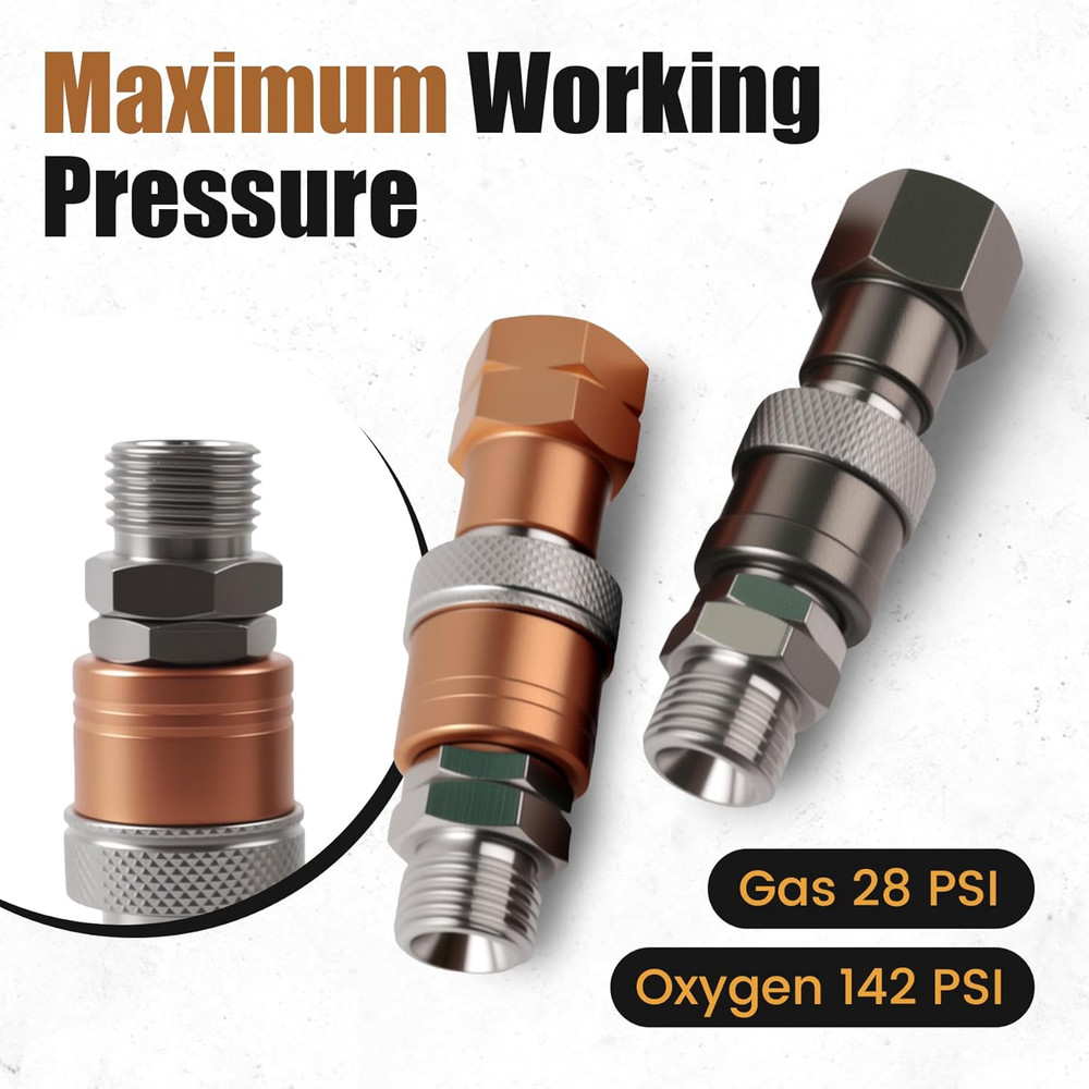 2Pcs Oxy Acetylene Torch Quick Connects Fittings Set, Oxygen Acetylene Quick Dis