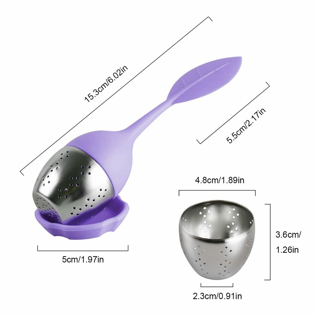 Silicone Leaf Tea Infusers Stainless Tea Strainer Herbal Spice Filter Diffuser