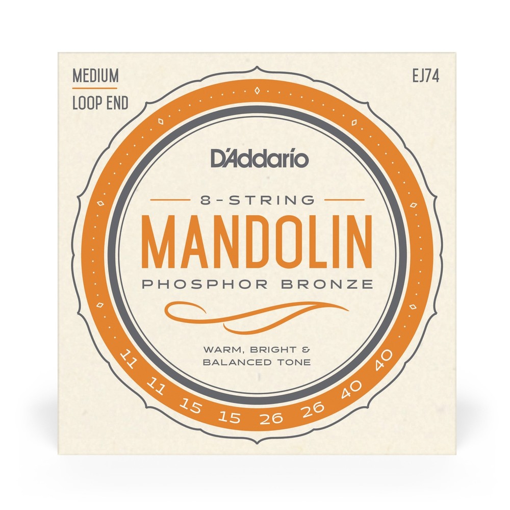 D'Addario EJ74 Mandolin Strings, Phosphor Bronze, Medium 11-40 EJ74