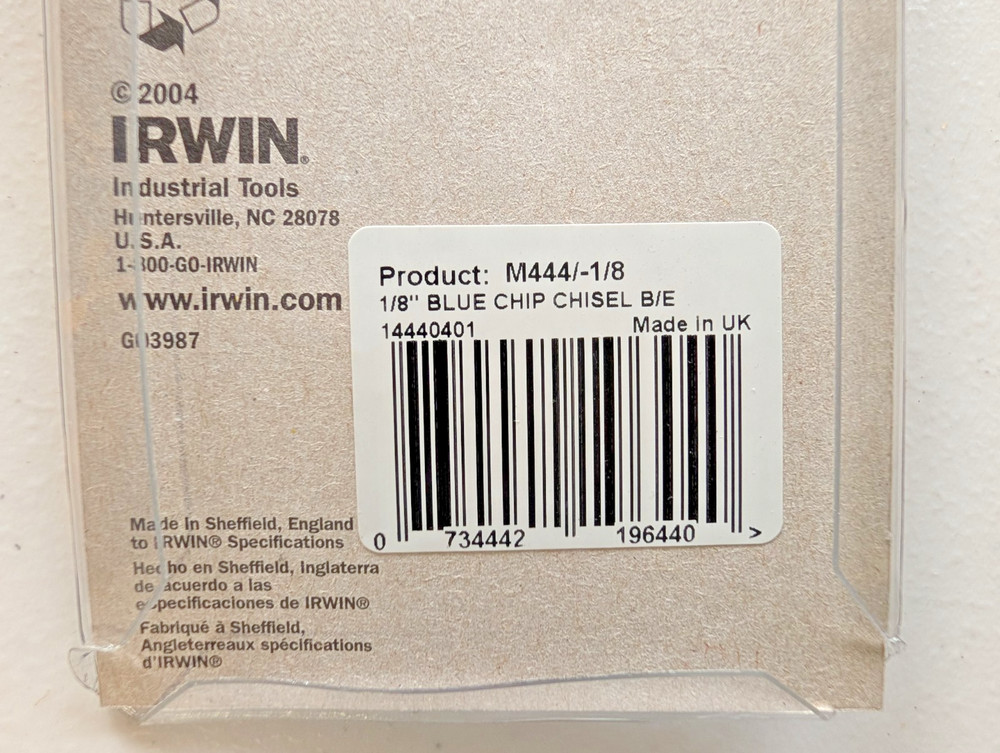 IRWIN Tools Marples Woodworking Chisel (1/8") Brand New