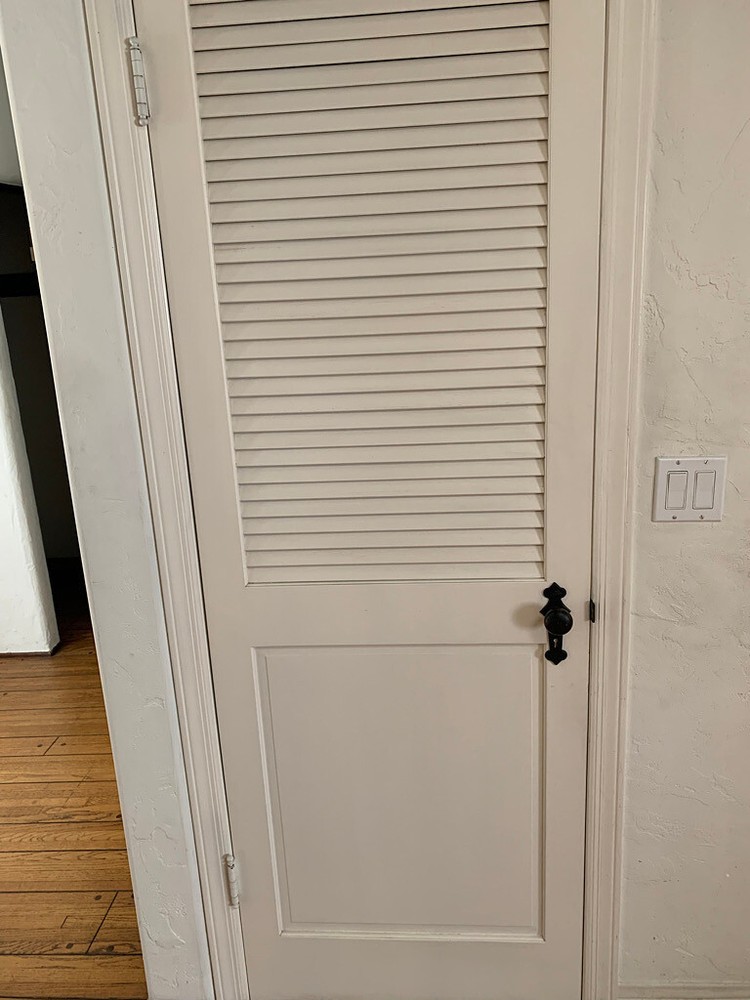 Louvered Top Raised Panel Bottom RH Door