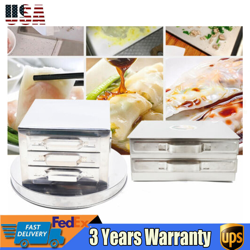 NEW Stainless 2/3Layer Steamer,Rice Noodle Roll Steaming Machine+Drawer Scraper