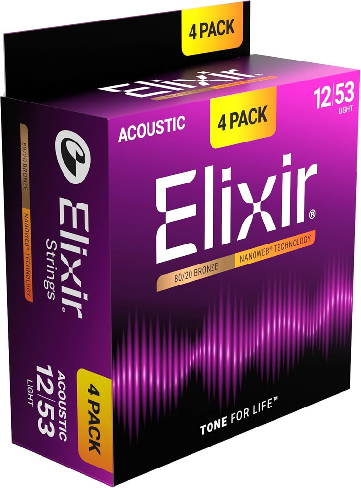 Strings, Acoustic Guitar Strings, 80/20 Bronze with NANOWEB Technology, Longest-