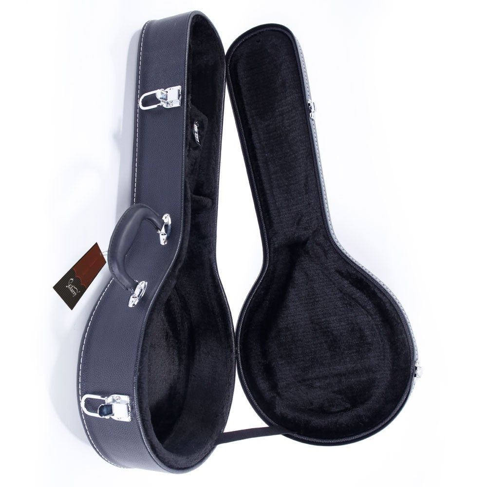 Hardshell A-Style Microgroove Pattern Leather Wood Mandolin Case Black