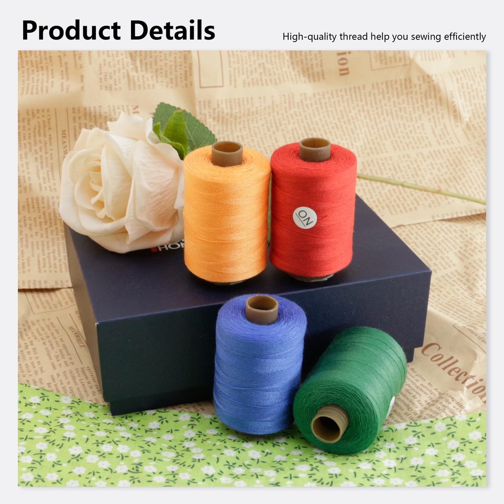 24Pcs Sewing Thread Spools Set 1000 Yards Per Spool Mixed Cotton Threads for ...