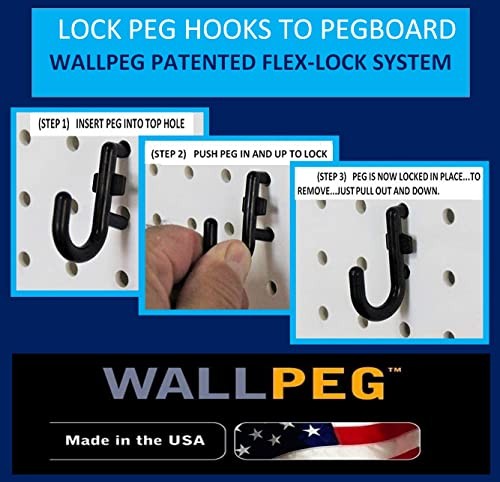100Pcs Pegboard Accessory Peg Hook Set – Durable, Self-Locking Black 1/4" J