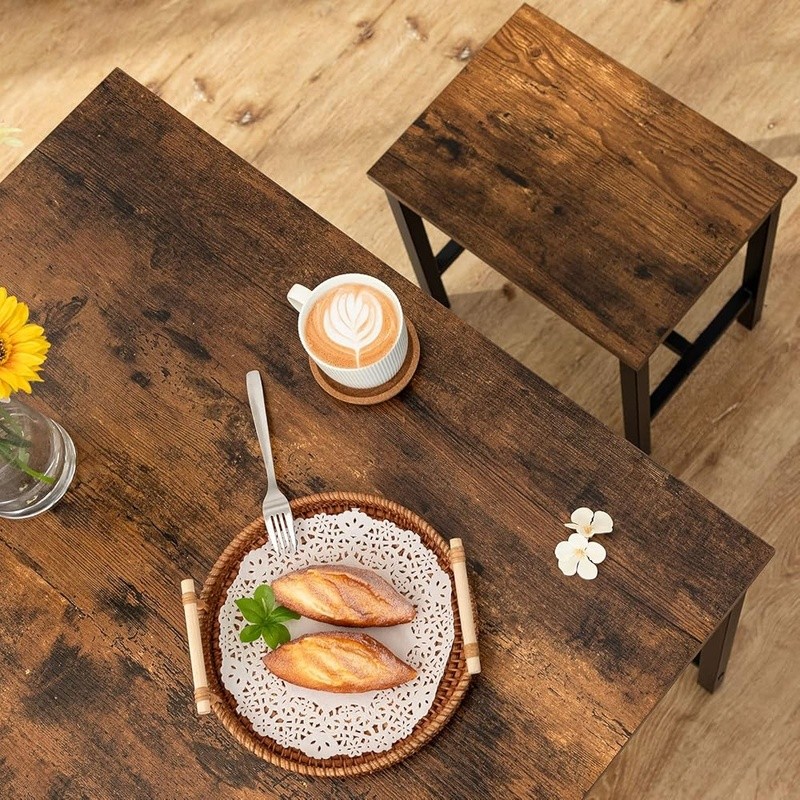 Space Saving Dining Table Set W/ Stools Industrial Design Easy Assembly New