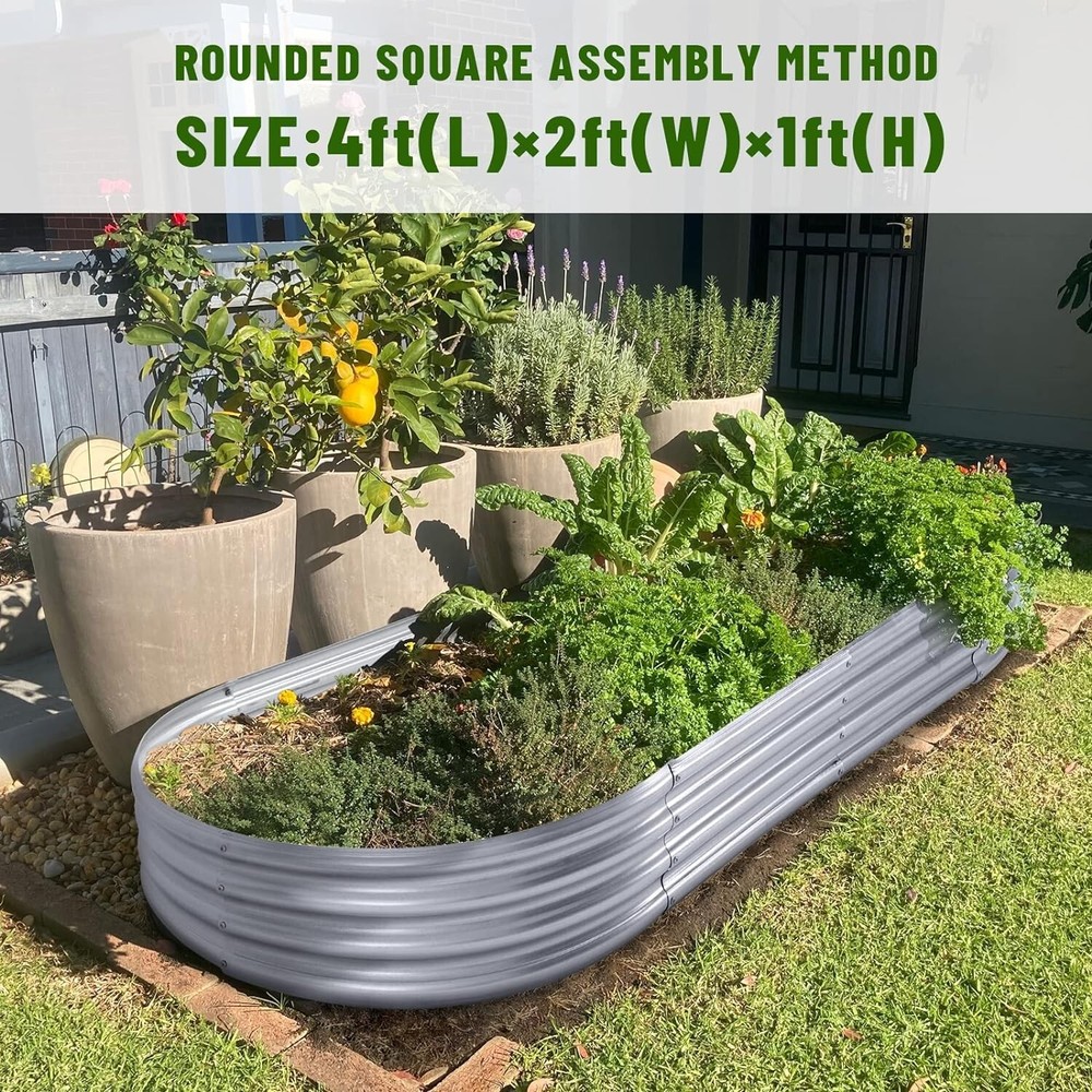 Premium Galvanized Oval Raised Garden Bed Kit - Easy Assembly, 7.14 Cu Ft