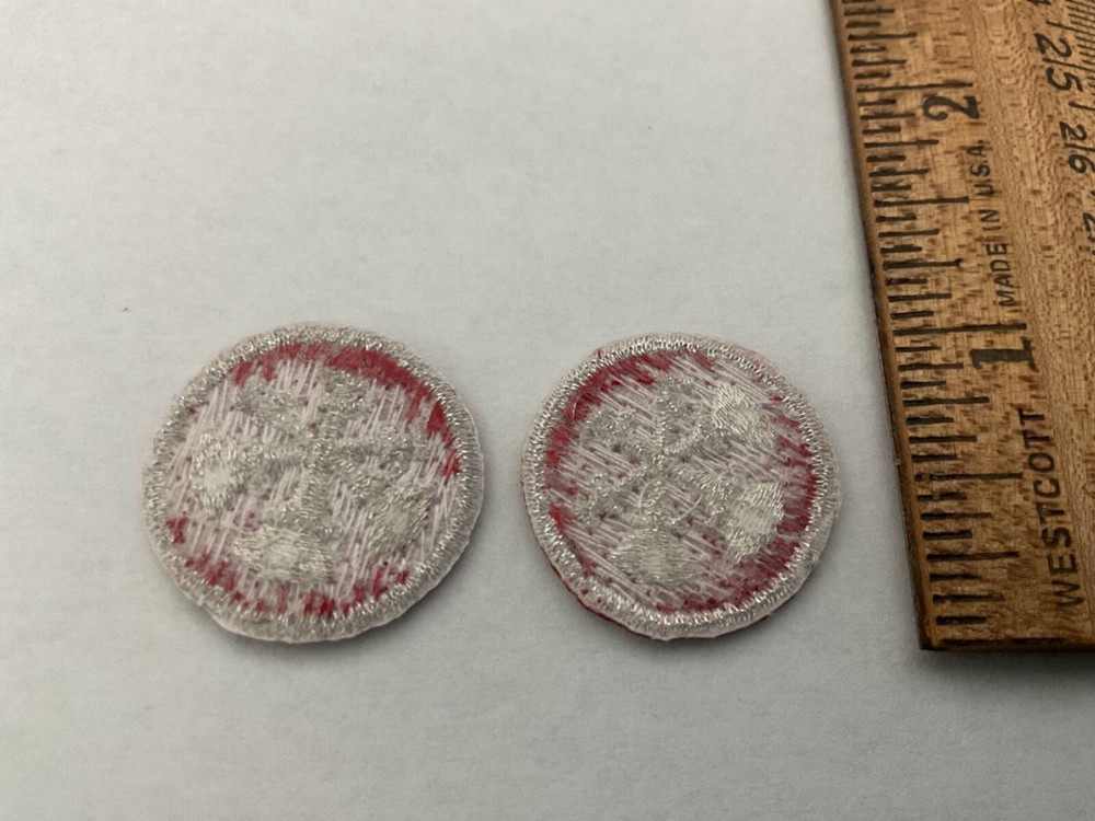 Assistant Chief collar bugles Red Embroidery/Silver thread 3 bugles 1”inch