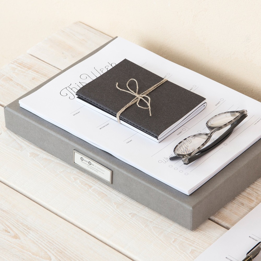 Bigso Sven Fiberboard Classic Hinged Document Box | Dark Grey