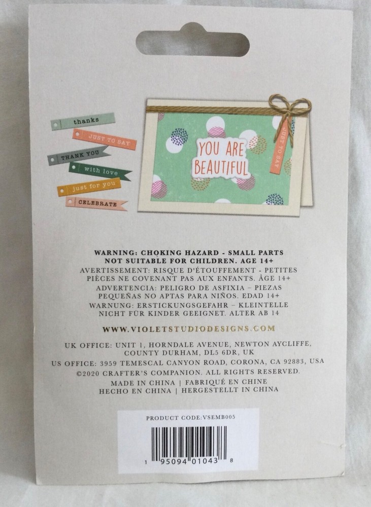 NEW Violet Studio Essentials Collection Printed Mini Tags - Sentiments - 30 Pcs.