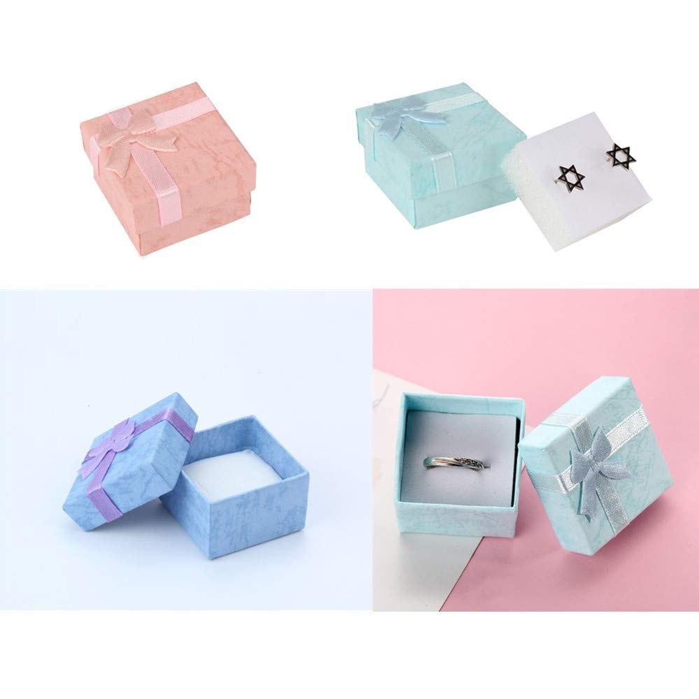 24 Pcs Ring Box Small Gift Boxes Sturdy Cardboard Cube Box for Jewelry Pendan...