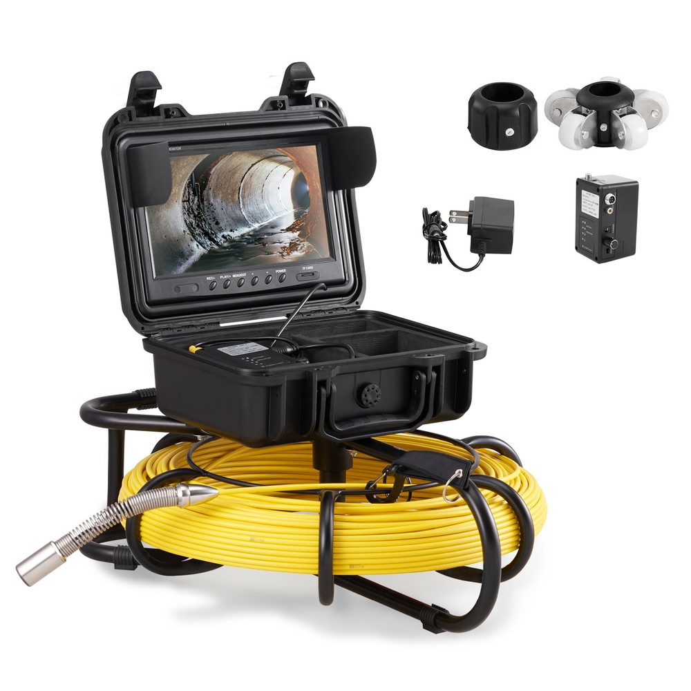 Sewer Camera 9" Screen Pipeline Inspection Camera w/ DVR Function Waterproof
