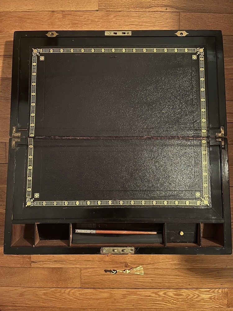 Antique Walnut Writing Slope Box with Secret Compartments