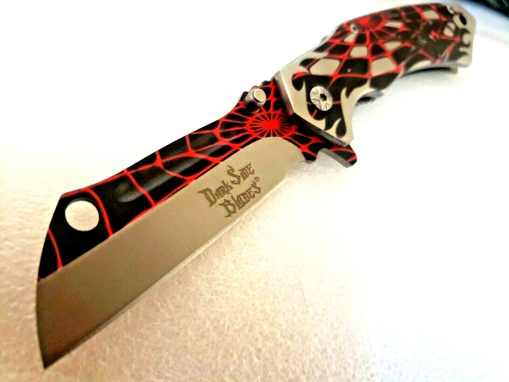 Spider Web Sheepsfoot Spring Assisted Pocket Knife Frame Lock Tip Up Carry