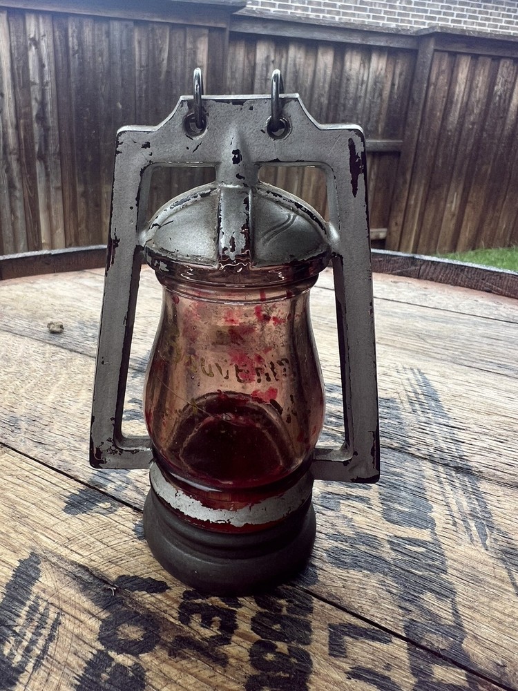 Antique Glass Oil Lantern Candy Container