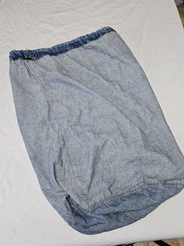 Vintage Blue Denim Duffel Bag Drawstring Laundry Sack (Name Tag)