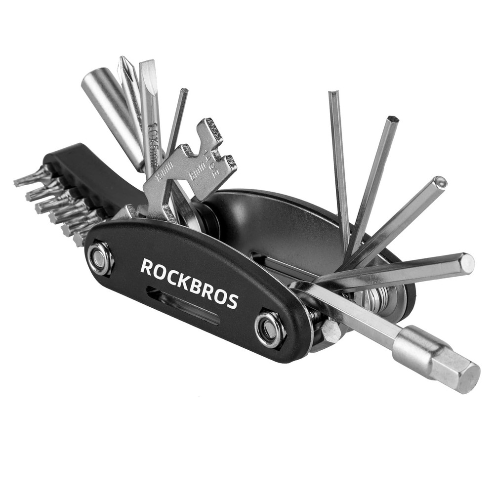 16 In 1 Multi Function Bicycle Tool Kit Portable Foldable Maintenance Black