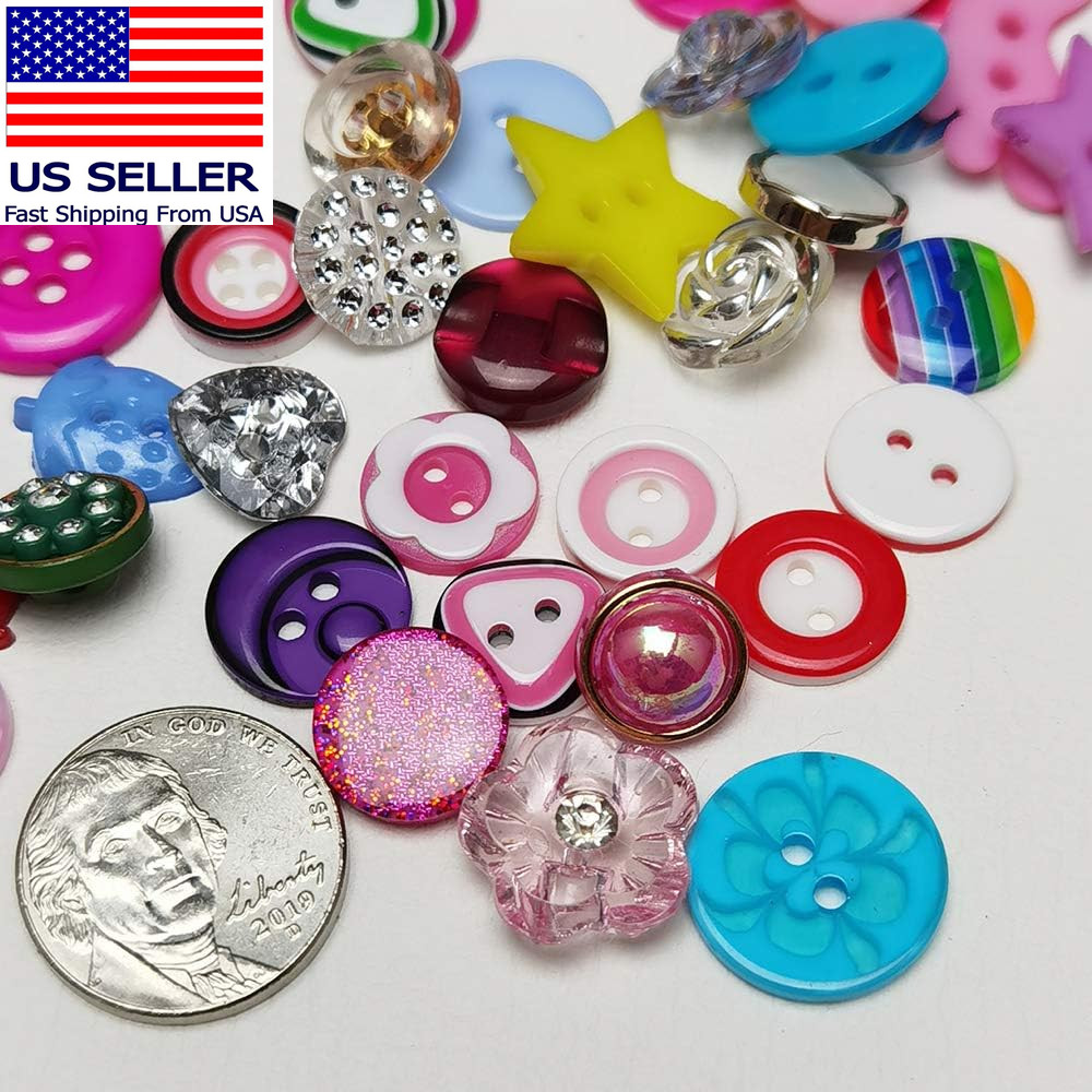 Random 100Pcs Small Plastic Buttons DIY Sewing Craft Accessory (Mix)