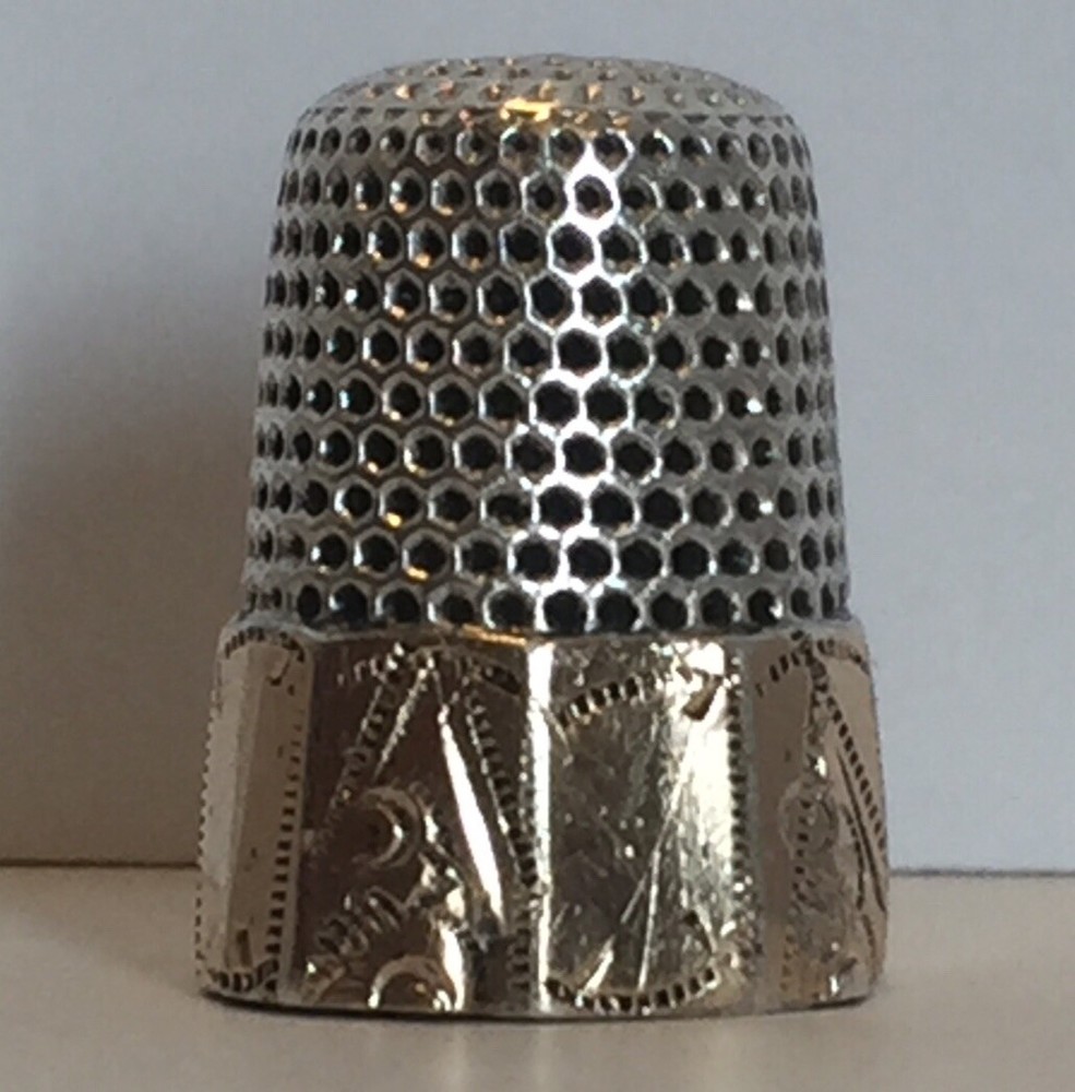 Sterling Silver Thimble Gold Band Size 8