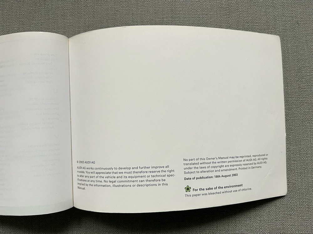 Audi A3 Owners Manual Handbook Pack 03-05