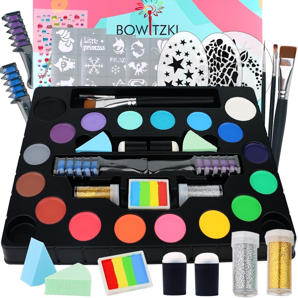 Bowitzki 6 Pack Face Paint Kit Bundle Kit Professional Face Paint Brushes Sponge