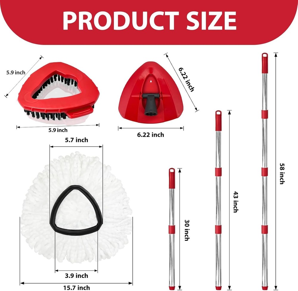 Spin Mop Replacement Set for O-Ceda EasyWring 1-Tank System, Includes 2 Mop H...