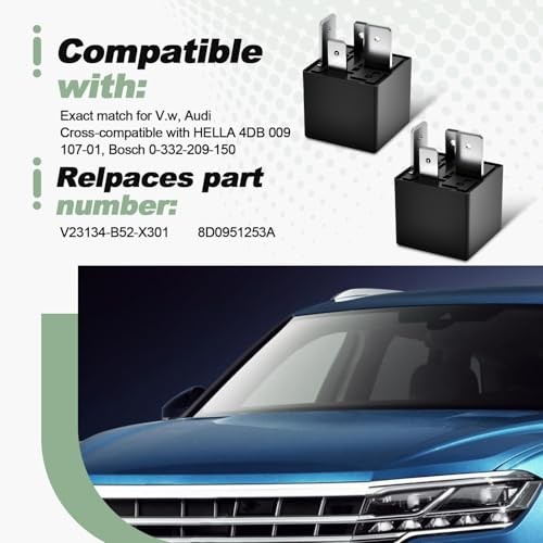 2 Pcs Automotive Multi Function Relay Compatible with V.w Audi 373 Replace