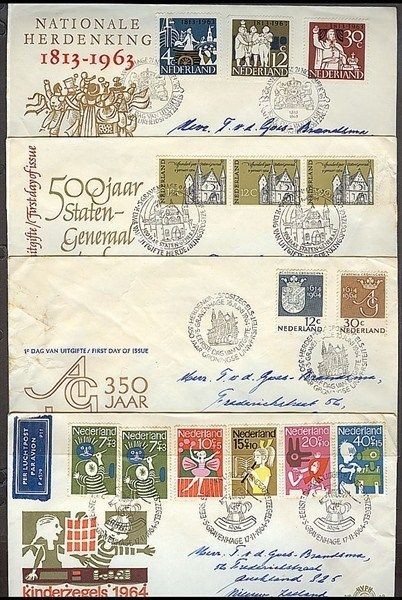 NETHERLANDS FDC’s (x4) 1963/4 (ID:383/D28499)